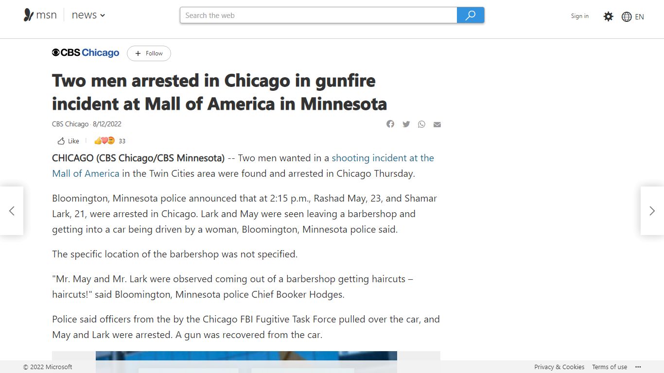 Two men arrested in Chicago in gunfire incident at Mall of America in ...